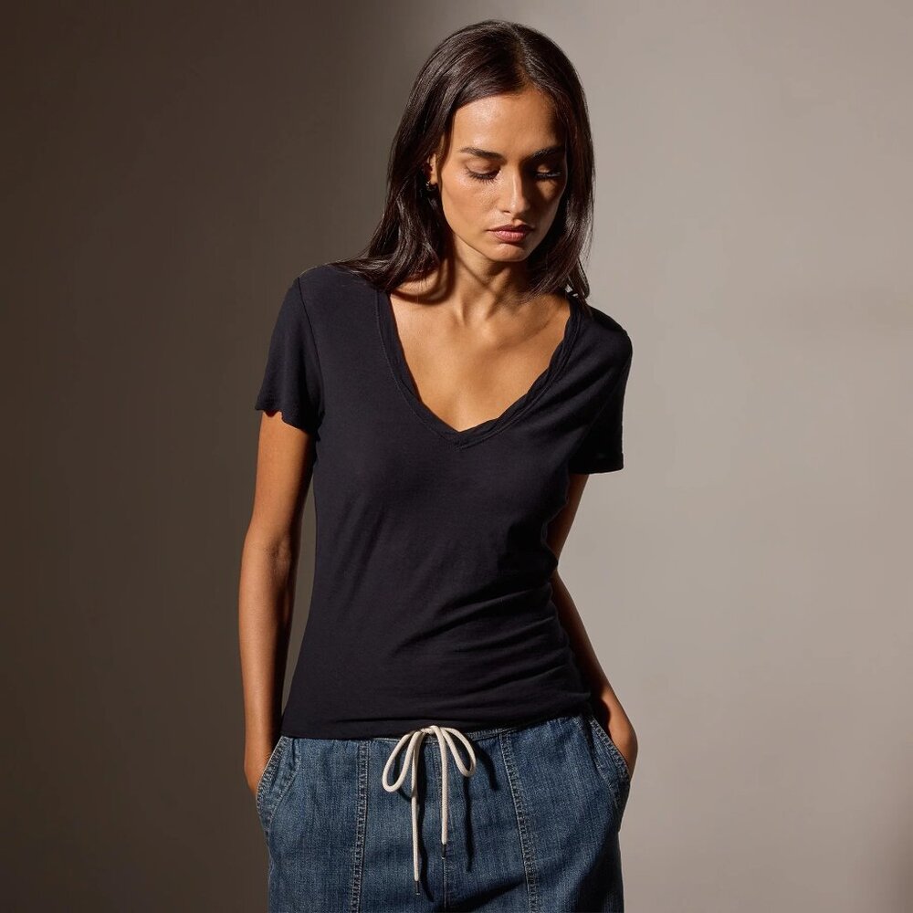 James Perse Slub V Neck Size 1 in Deep (Dark Navy) Purchased Directly from JP